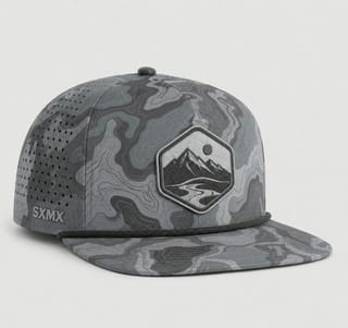 Custom Topographic Print Camp Cap with Rope Accent thumb 6