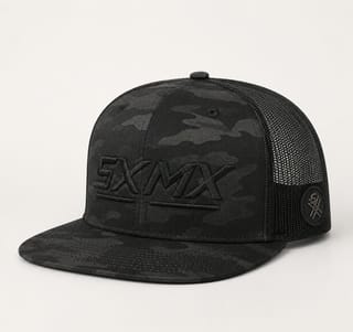 Custom Black Camo Flat Brim Trucker Cap with Mesh Back