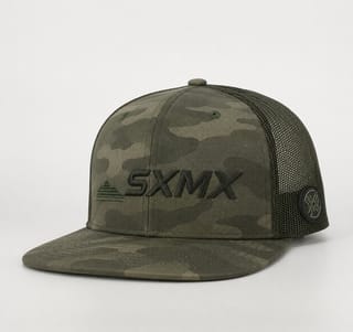 Custom Black Camo Flat Brim Trucker Cap with Mesh Back thumb 3