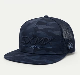 Custom Black Camo Flat Brim Trucker Cap with Mesh Back thumb 4