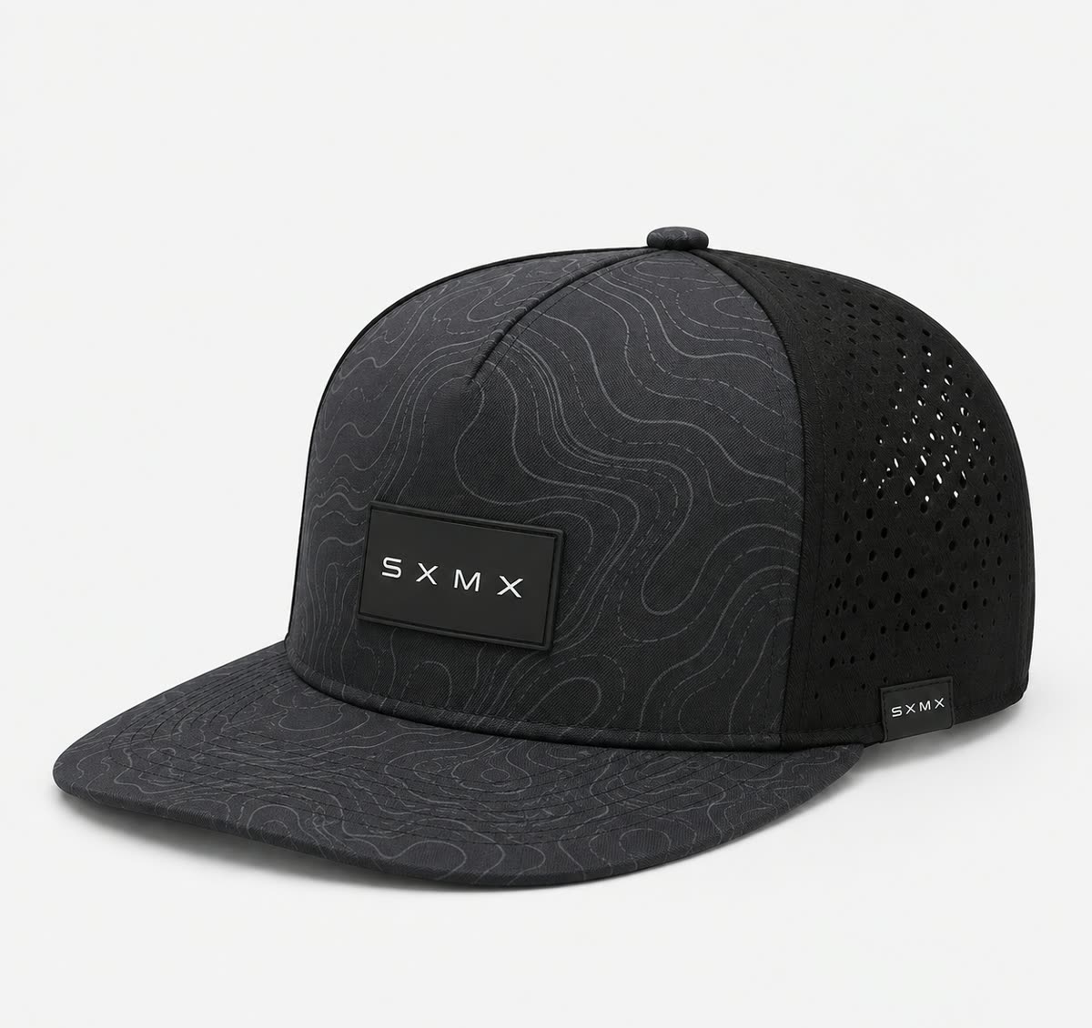 Custom Black Topographic Trucker Cap with Rubber Patch - image 1