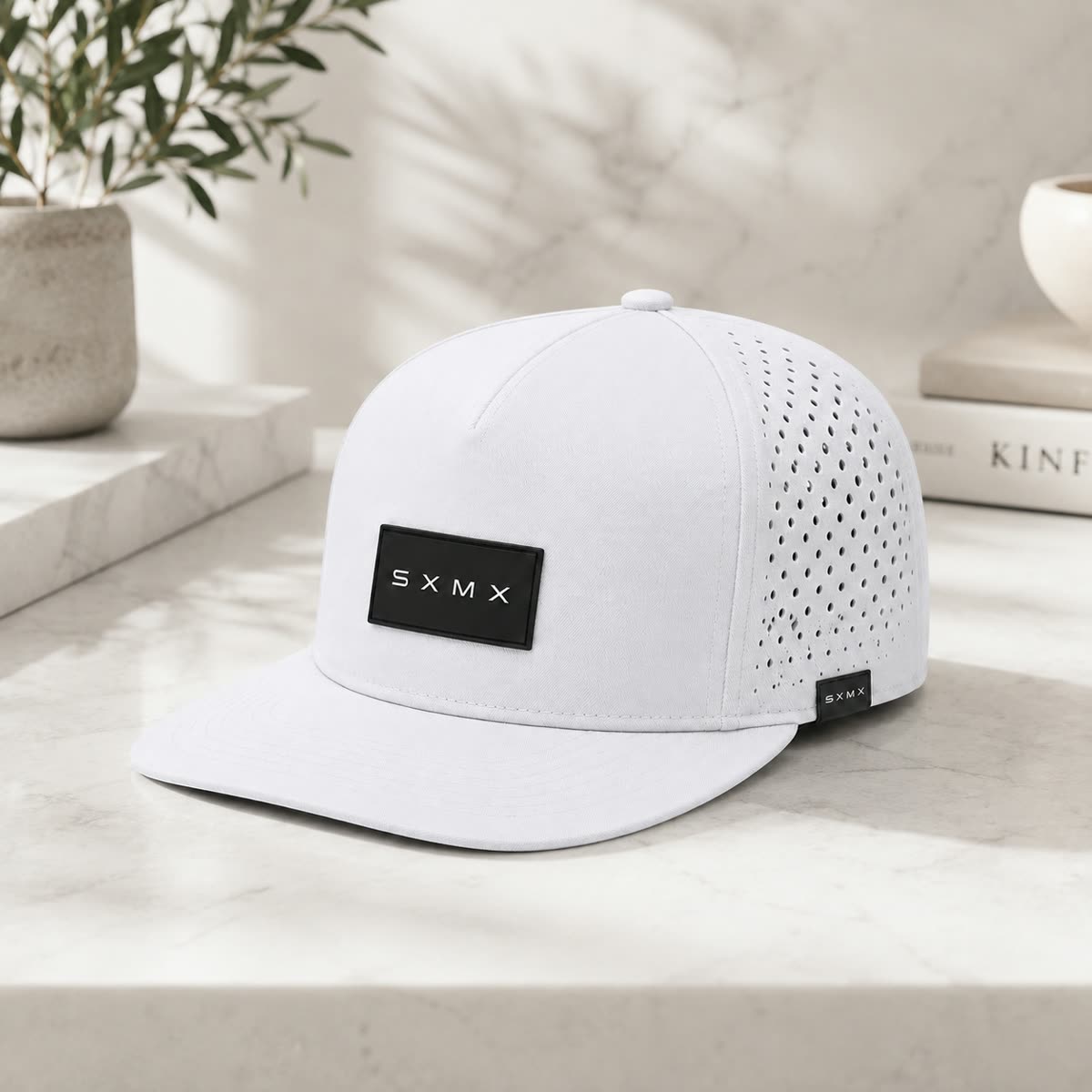 Custom Black Topographic Trucker Cap with Rubber Patch scene