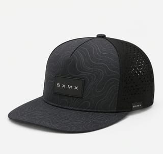 Custom Black Topographic Trucker Cap with Rubber Patch