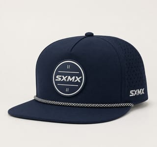 Custom White Rope Trim Camp Cap with Perforated Panels thumb 3