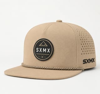 Custom White Rope Trim Camp Cap with Perforated Panels thumb 4