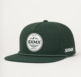 Custom Navy Wave and Sun Camp Cap with Rope Trim thumb 2
