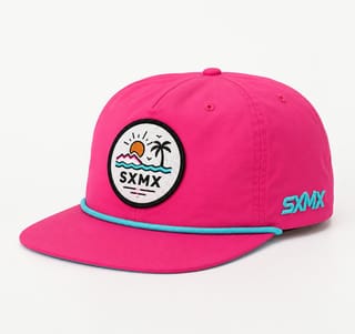 Custom Navy Wave and Sun Camp Cap with Rope Trim thumb 3