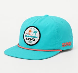Custom Navy Wave and Sun Camp Cap with Rope Trim thumb 4