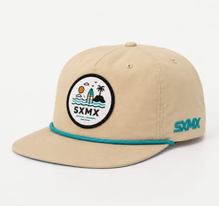 Custom Navy Wave and Sun Camp Cap with Rope Trim thumb 5