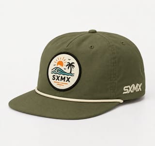 Custom Navy Wave and Sun Camp Cap with Rope Trim thumb 6