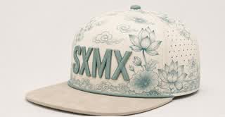 Custom Teal Floral Flat Brim Cap with Suede Brim, Flat Brim thumb 10