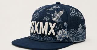 Custom Teal Floral Flat Brim Cap with Suede Brim, Flat Brim thumb 12