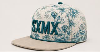 Custom Teal Floral Flat Brim Cap with Suede Brim, Flat Brim thumb 13