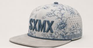 Custom Teal Floral Flat Brim Cap with Suede Brim, Flat Brim thumb 14
