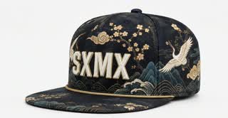 Custom Teal Floral Flat Brim Cap with Suede Brim, Flat Brim thumb 2