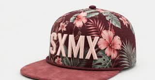 Custom Teal Floral Flat Brim Cap with Suede Brim, Flat Brim thumb 4