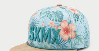 Custom Teal Floral Flat Brim Cap with Suede Brim, Flat Brim thumb 5