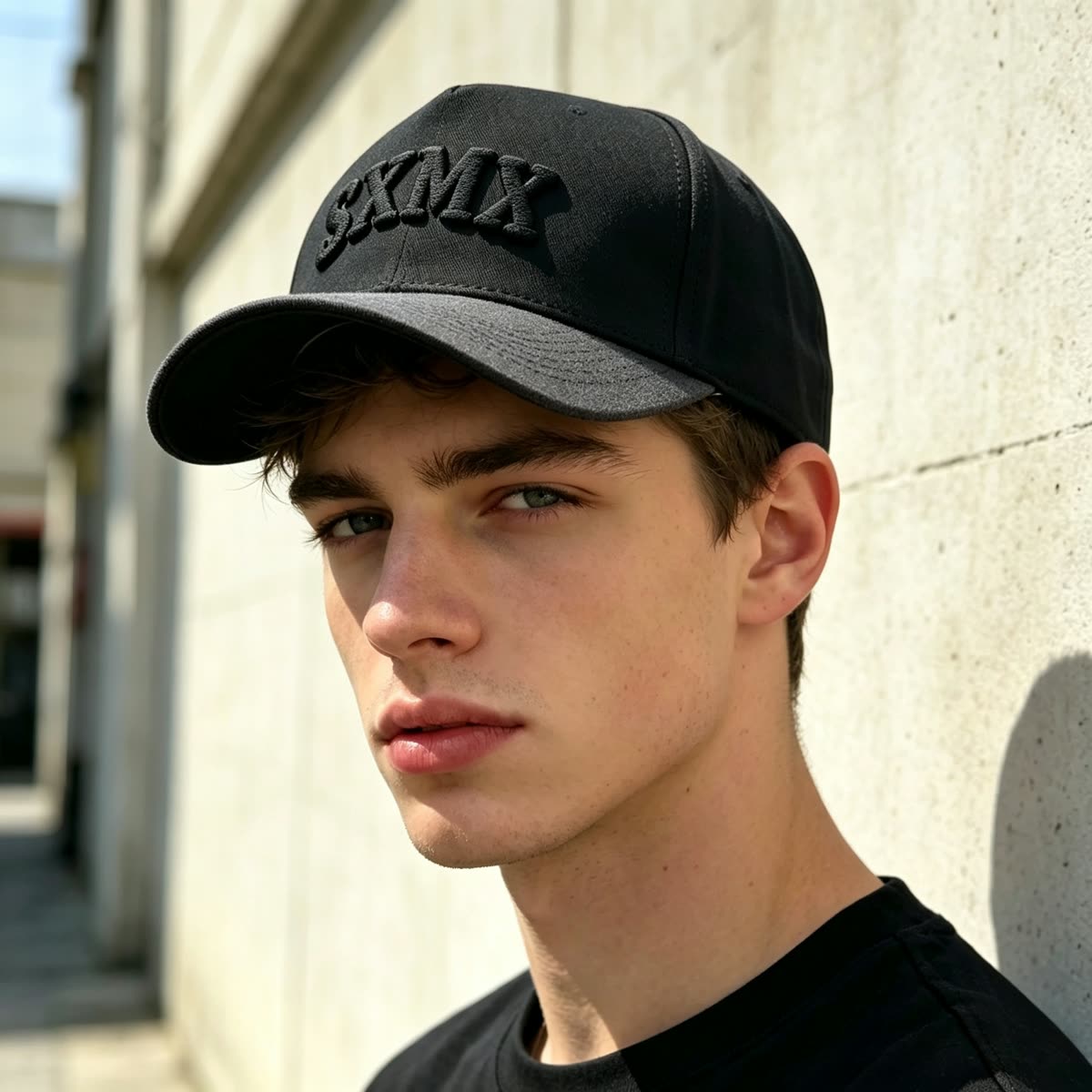 Custom 3D Embroidered Two-Tone Baseball Cap on model