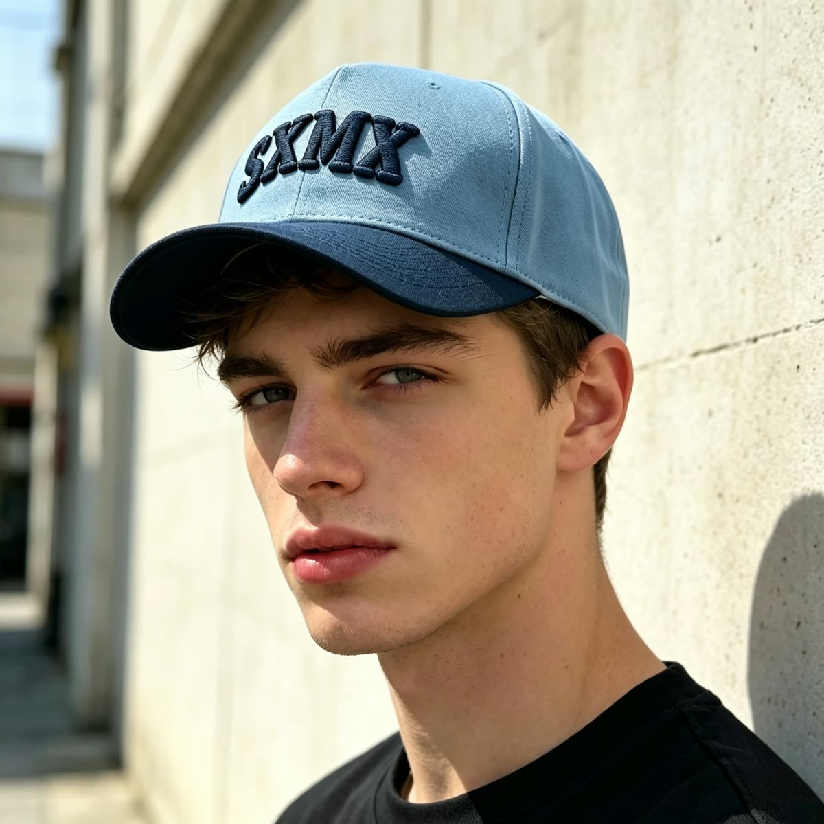 Custom 3D Embroidered Two-Tone Baseball Cap on model