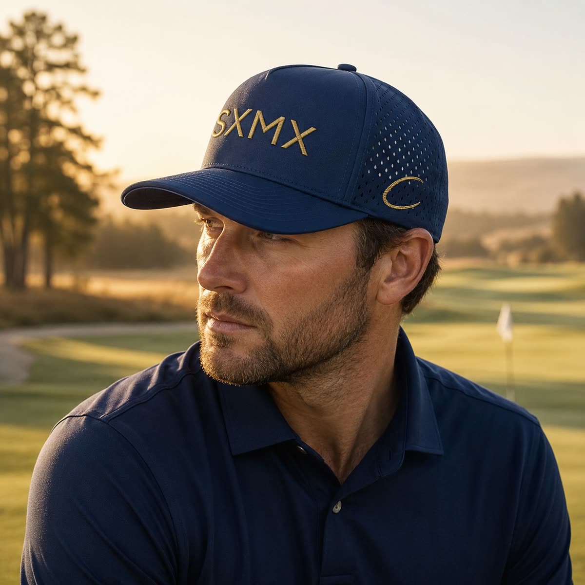 Custom Laser Perforated Performance Cap on model