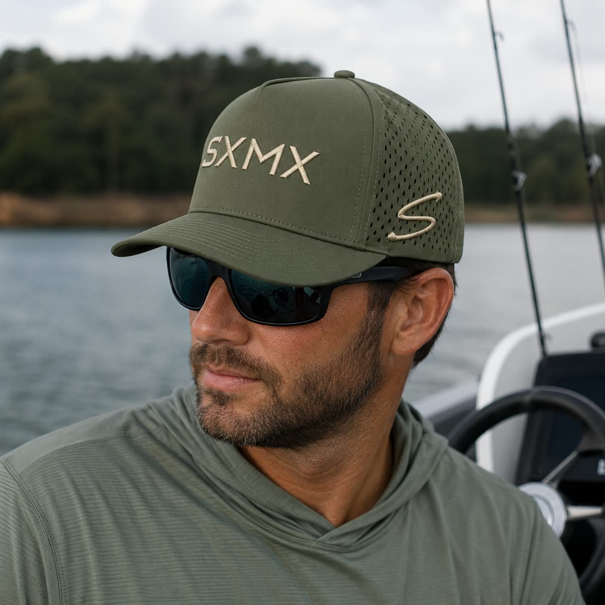 Custom Laser Perforated Performance Cap on model