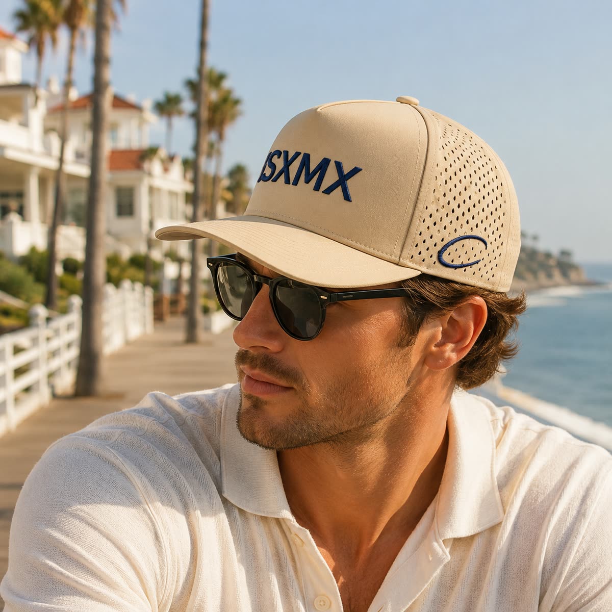 Custom Laser Perforated Performance Cap on model