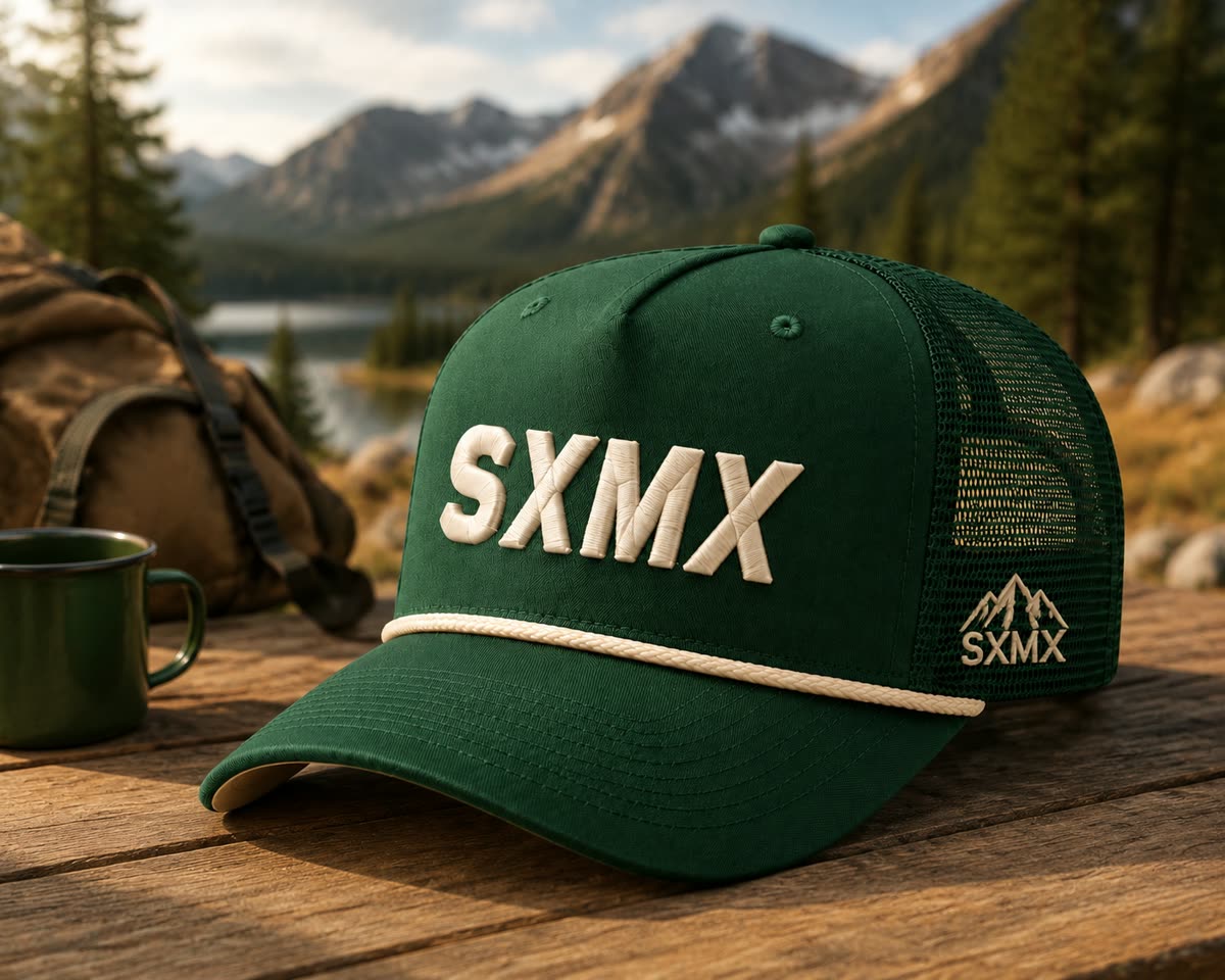 Custom White 3D Logo Trucker Cap with Rope Trim scene