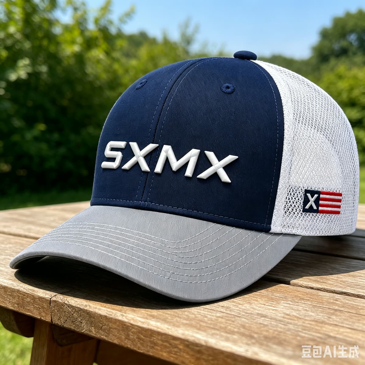 Custom Olive X Patch Trucker Cap with Black Mesh scene