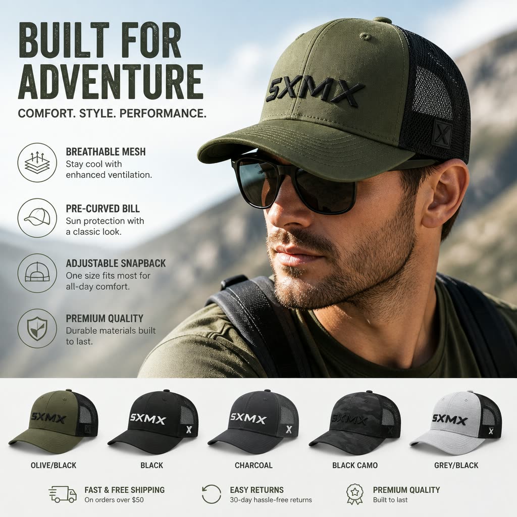 Custom Olive X Patch Trucker Cap with Black Mesh scene
