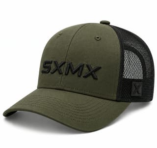Custom Olive X Patch Trucker Cap with Black Mesh