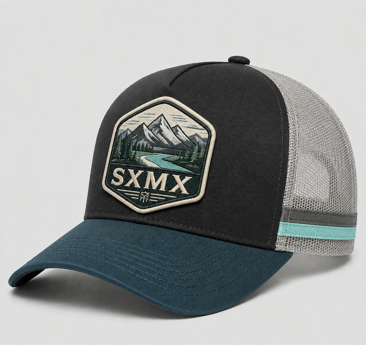 Custom Mountain Hexagon Patch Trucker Cap with Mesh Back - image 1