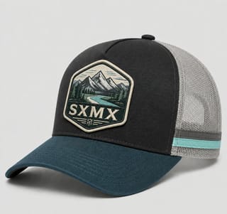 Custom Mountain Hexagon Patch Trucker Cap with Mesh Back