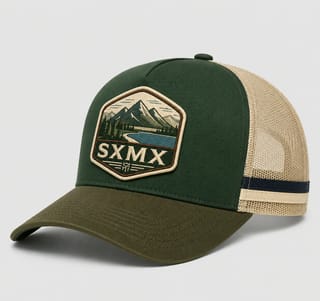 Custom Mountain Hexagon Patch Trucker Cap with Mesh Back thumb 2