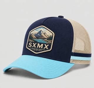 Custom Mountain Hexagon Patch Trucker Cap with Mesh Back thumb 3