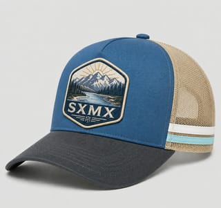 Custom Mountain Hexagon Patch Trucker Cap with Mesh Back thumb 5