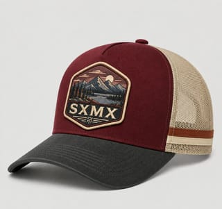 Custom Mountain Hexagon Patch Trucker Cap with Mesh Back thumb 6