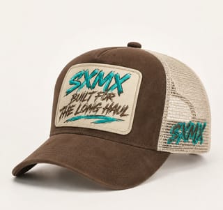 Custom Suede Front Trucker Cap with Teal Patch