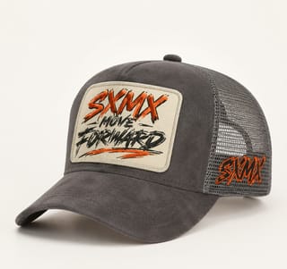 Custom Suede Front Trucker Cap with Teal Patch thumb 2