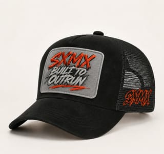 Custom Suede Front Trucker Cap with Teal Patch thumb 4
