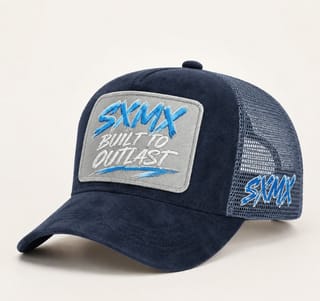 Custom Suede Front Trucker Cap with Teal Patch thumb 5