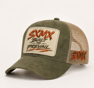 Custom Suede Front Trucker Cap with Teal Patch thumb 6
